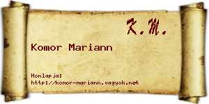 Komor Mariann névjegykártya